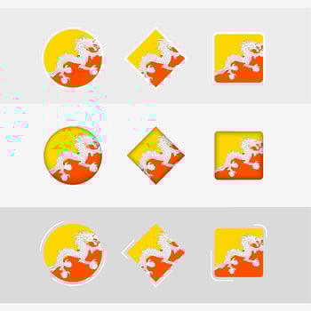 Bhutan flag icons set, vector flag of Bhutan.