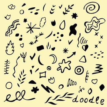 Vector doodle drawn patterns, abstraction, abstract pattern on yellow background