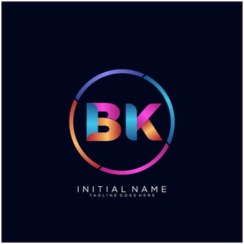 Letter BK colorfull logo premium elegant template vector