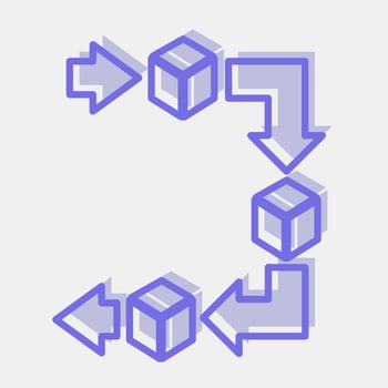 Icon use fifo system. Packaging symbol elements. Icons in two tone style. Good for prints, posters, logo, product packaging, sign, expedition, etc. vector