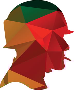 Vector Image Of Soldier Silhouette Colored With Polygonal Pattern