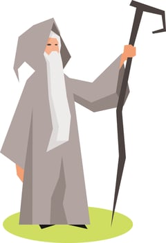 Vector Image Of An Old Man Holding A Magic Staff 