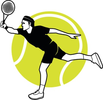 Silhouette Of A Tennis Player In A Game vector