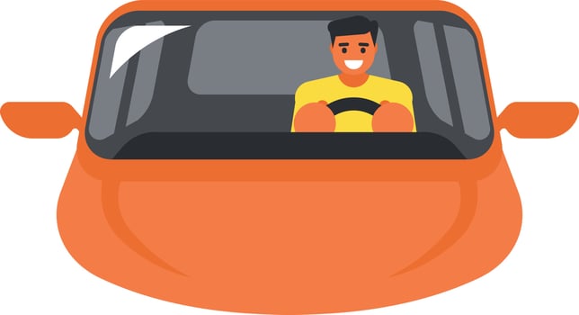 Male Person In Front Of The Steering Wheel vector