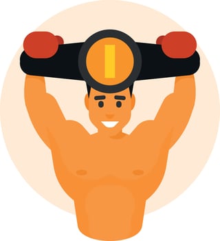 A Boxer Is Holding A Champion's Belt vector