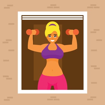 Vector Image Of A Woman Working Out With Dumbbells