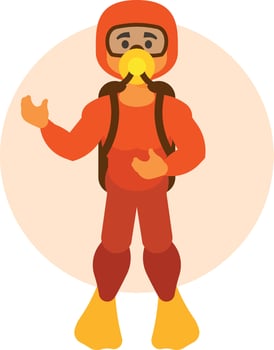 Vector Image Of A Man In A Diving Suit