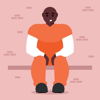 An Inmate Is Sitting On The Bench vector
