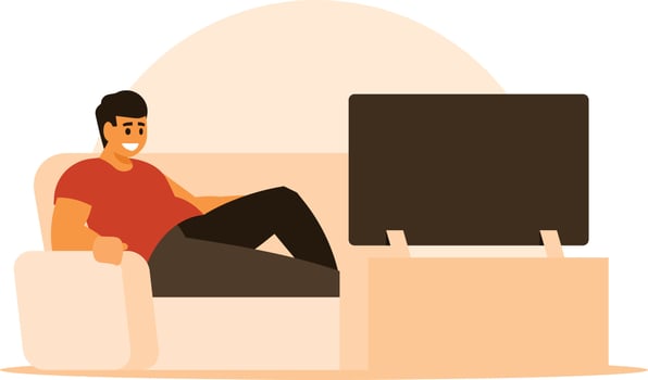Vector Image Of A Man Watching Tv
