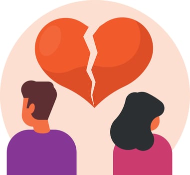 End Of Love, A Romantic Breakup, Vector Concept