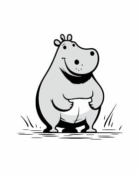 Cute cartoon hippopotamus vector