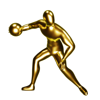 3d gold basketball player figure doing dribble pose. png