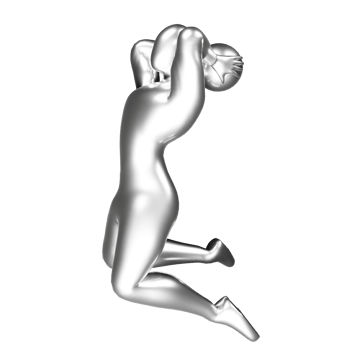 3d silver basketball player figure doing slam dunk pose. png