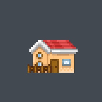 a house building in pixel arts tyle vector