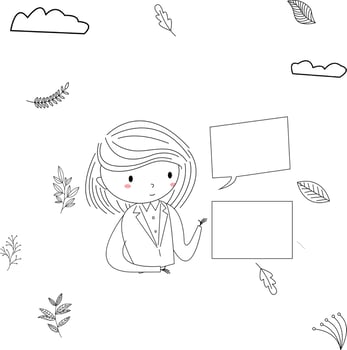 simple and cute kid illustration in line art style is having a presentation or promotion vector