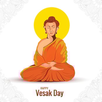 Illustration for happy vesak day celebration card background vector