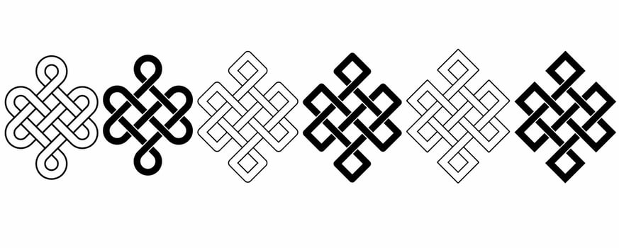 outline silhouette Mystical knot of longevity and health sign set isolated on white background vector