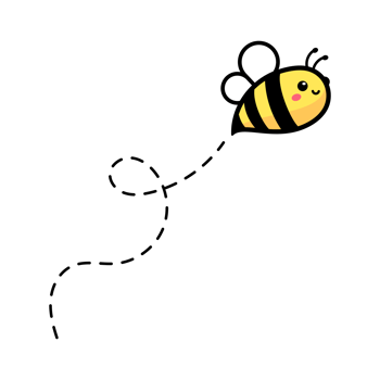 cartoon cute little bee flying on the dotted line to find sweet honey png
