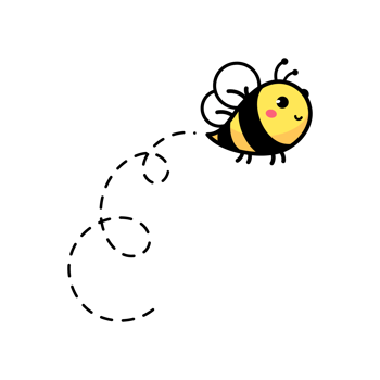 cartoon cute little bee flying on the dotted line to find sweet honey png