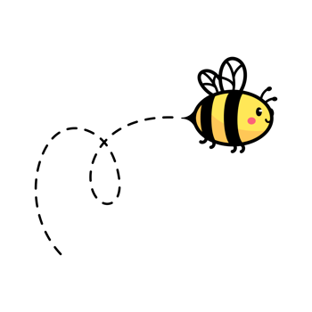 cartoon cute little bee flying on the dotted line to find sweet honey png