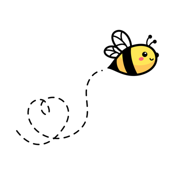 cartoon cute little bee flying on the dotted line to find sweet honey png
