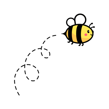 cartoon cute little bee flying on the dotted line to find sweet honey png