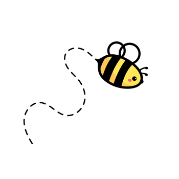 cartoon cute little bee flying on the dotted line to find sweet honey png