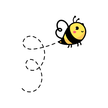 cartoon cute little bee flying on the dotted line to find sweet honey png