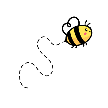 cartoon cute little bee flying on the dotted line to find sweet honey png