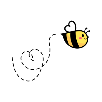 cartoon cute little bee flying on the dotted line to find sweet honey png