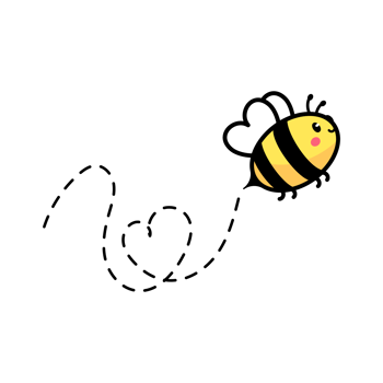 cartoon cute little bee flying on the dotted line to find sweet honey png