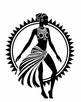 Black and White African Girl Illustration vector