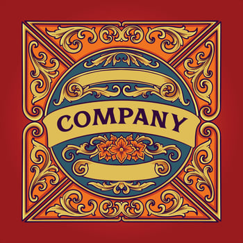 Vintage ornament with luxury floral border logo illustrations vector
