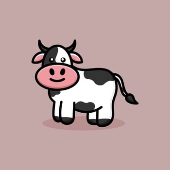 Cute Stand Cow Logo Design vector