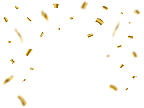 Golden confetti and ribbon falling isolated on transparent background. Event and birthday party celebration PNG. Simple confetti falling illustration. Golden Ribbon falling. Festival elements PNG. png