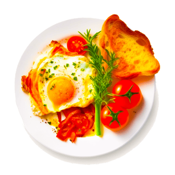 Healthy breakfast with egg and meat and bread Free illustration png