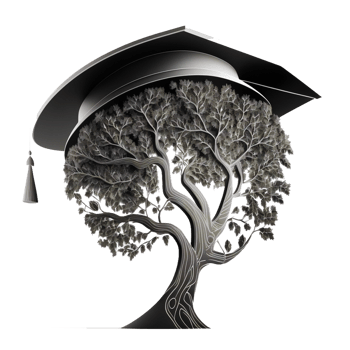 Graduation cap and  tree illustration png
