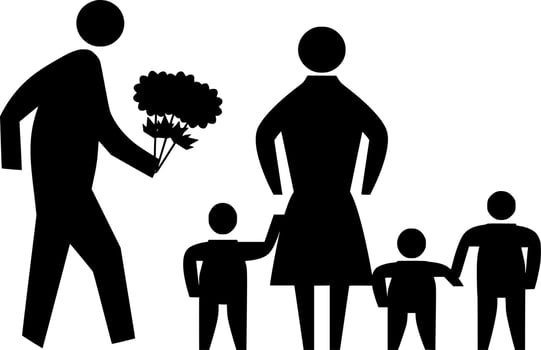 Vector silhouette of family on white background