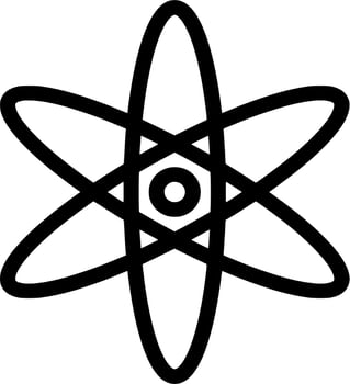 Vector silhouette of atom symbol on white background