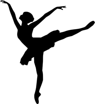 Vector silhouette of ballerina on white background