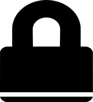 Vector silhouette of padlock on white background