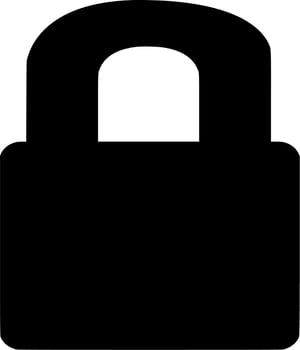 Vector silhouette of padlock on white background