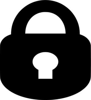Vector silhouette of padlock on white background