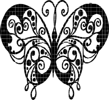 Vector silhouette of Butterfly on white background