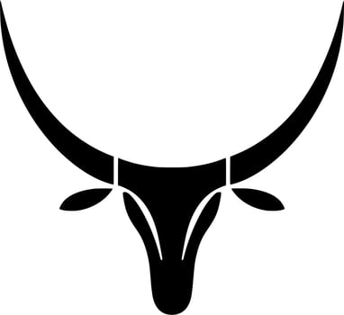 Vector silhouette of cattle head on white background