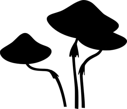 Vector silhouette of mushroom on white background