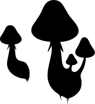 Vector silhouette of mushroom on white background