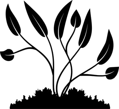 Vector silhouette of plant on white background