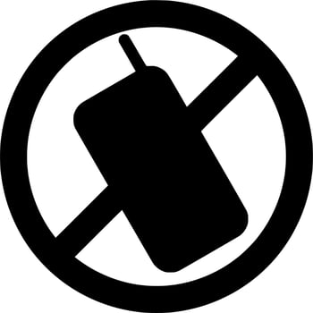 Vector silhouette of stop cellphone on white background
