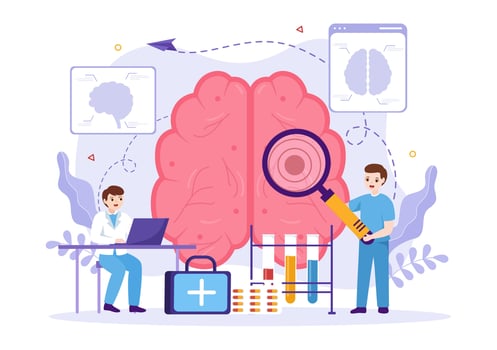 Human Brain Stroke Vector Illustration with Scientific Medical, Hemorrhage and Pain Point in Flat Cartoon Hand Drawn Landing Page Templates